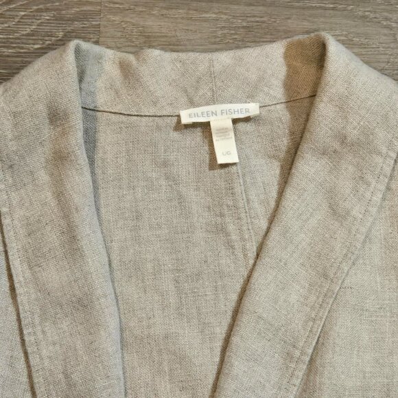 Eileen Fisher Jacket Womens Large Heavy Organic Linen Lagenlook Minimalist Boho - Picture 5 of 9
